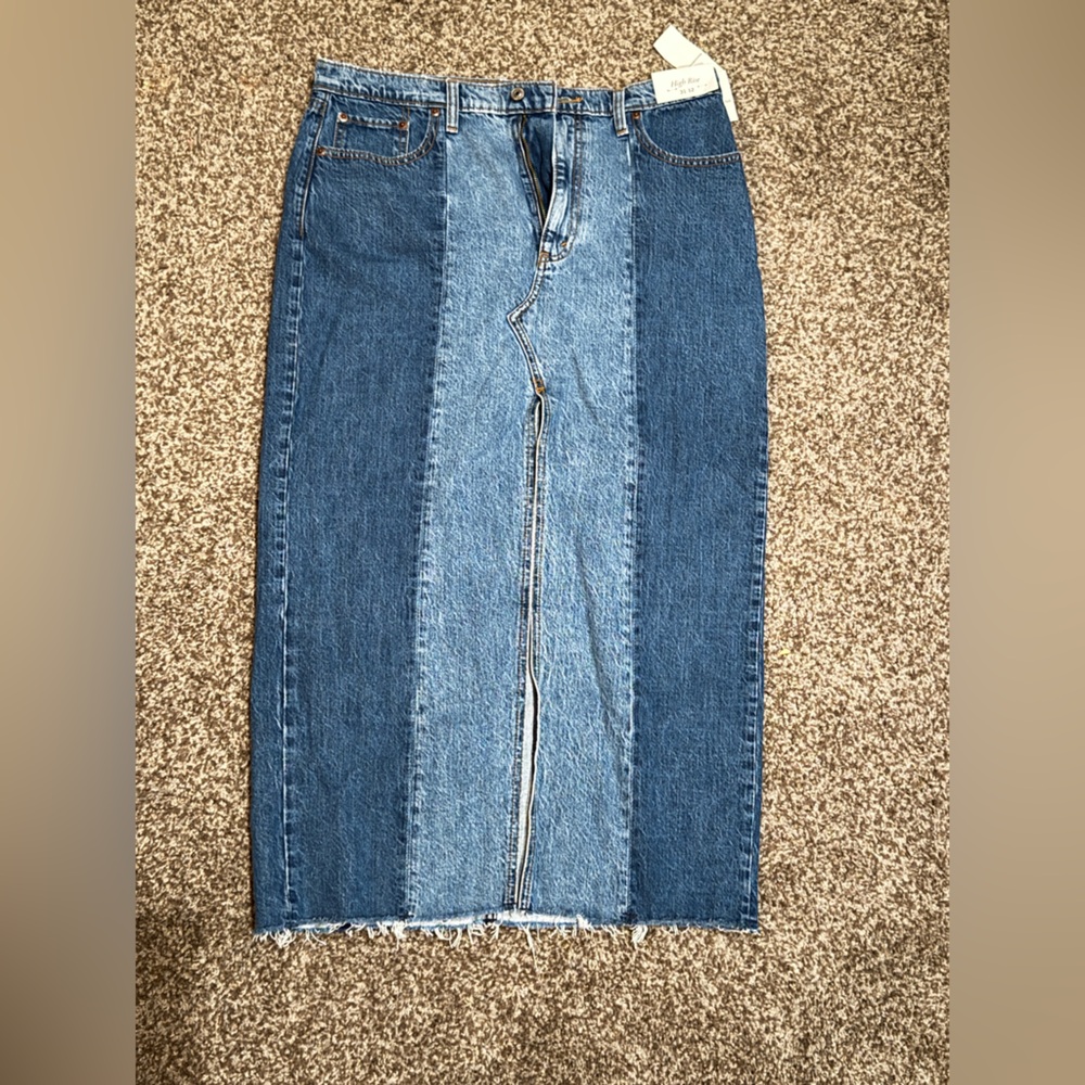 Abercrombie & Fitch Two-Tone Blue Maxi Skirt